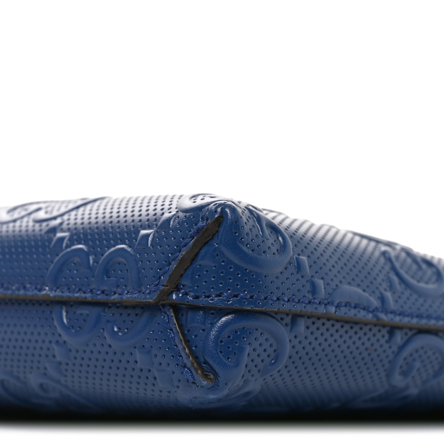 Gucci Calfskin GG Tennis Embossed Medium Wristlet Messenger Bag Intense Metal Blue 10 of 10