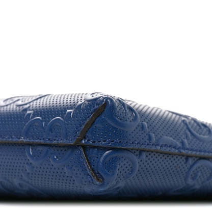 Gucci Calfskin GG Tennis Embossed Medium Wristlet Messenger Bag Intense Metal Blue 10 of 10