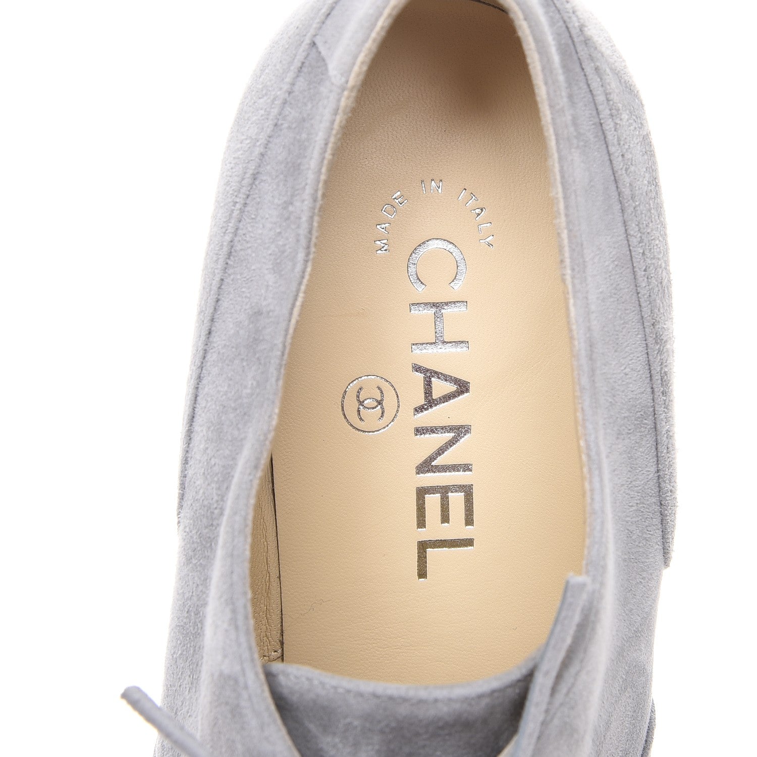 Chanel Kid Suede Lace Up Platform Oxford 40 Grey Black 7 of 12