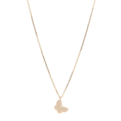 Van Cleef & Arpels 18K Yellow Gold Mother of Pearl Sweet Alhambra Butterfly Pendant Necklace 1 of 6