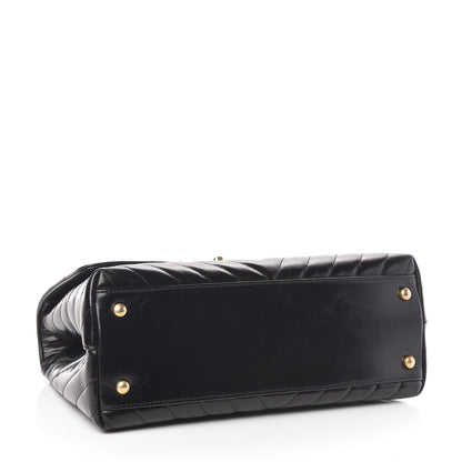 Chanel Calfskin Chevron Quilted Small Coco Handle Flap Black 4 of 11