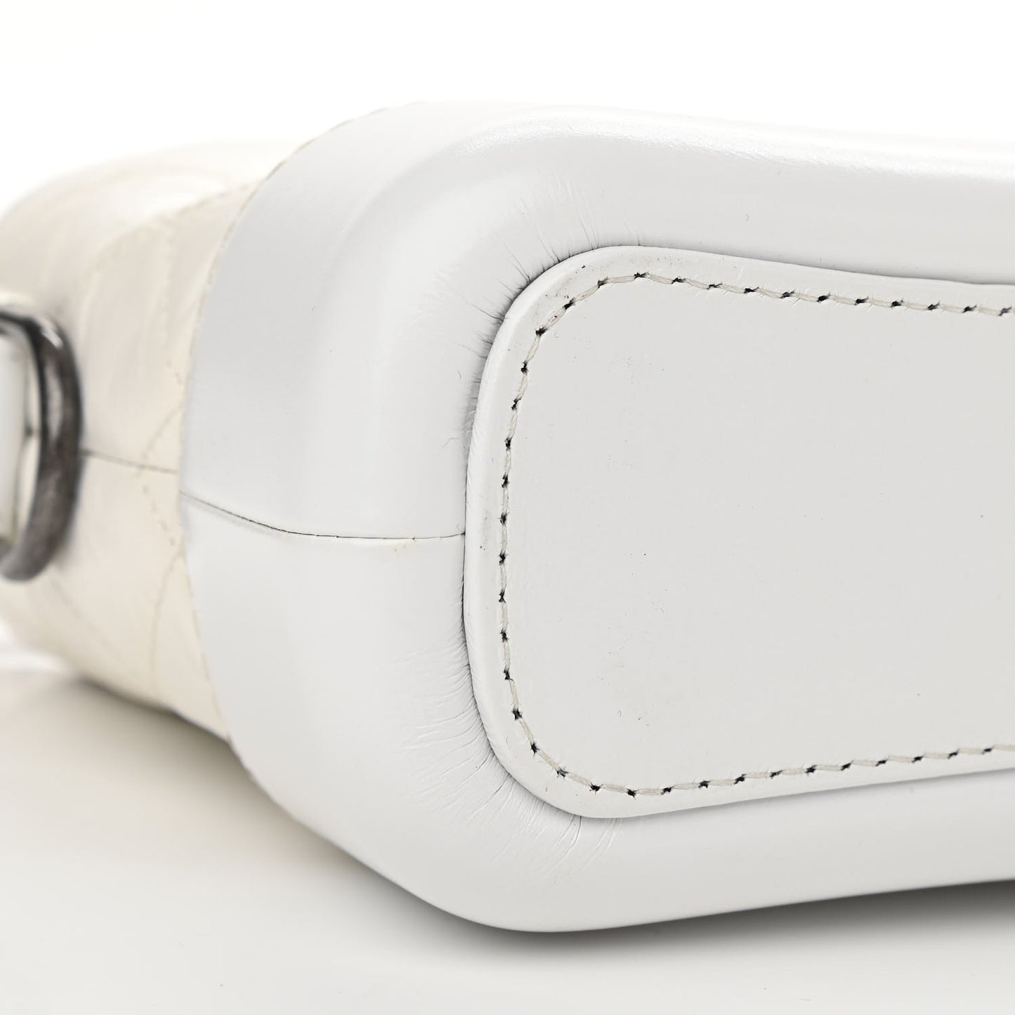Aged Calfskin Quilted Small Gabrielle Hobo White