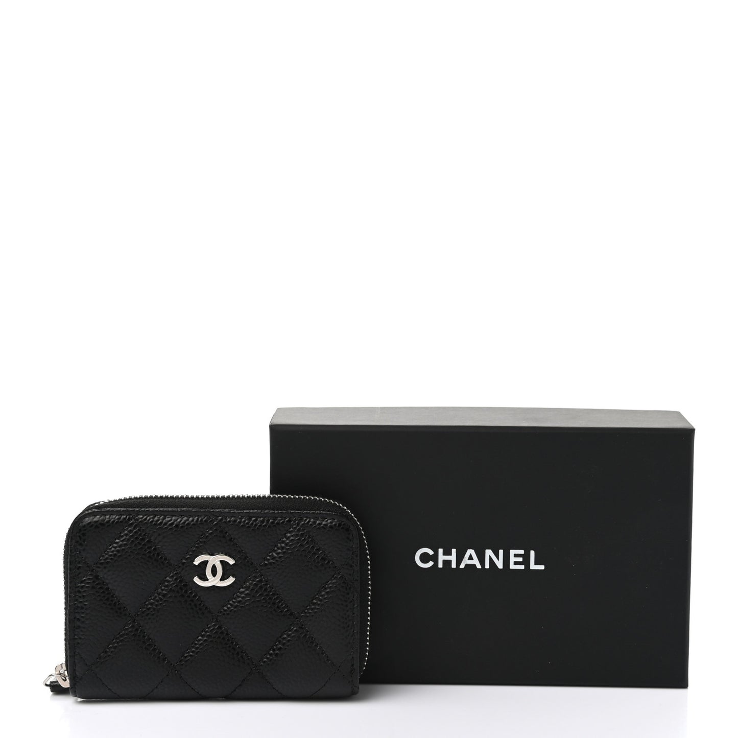 Caviar Quilted Zip Coin Purse Black