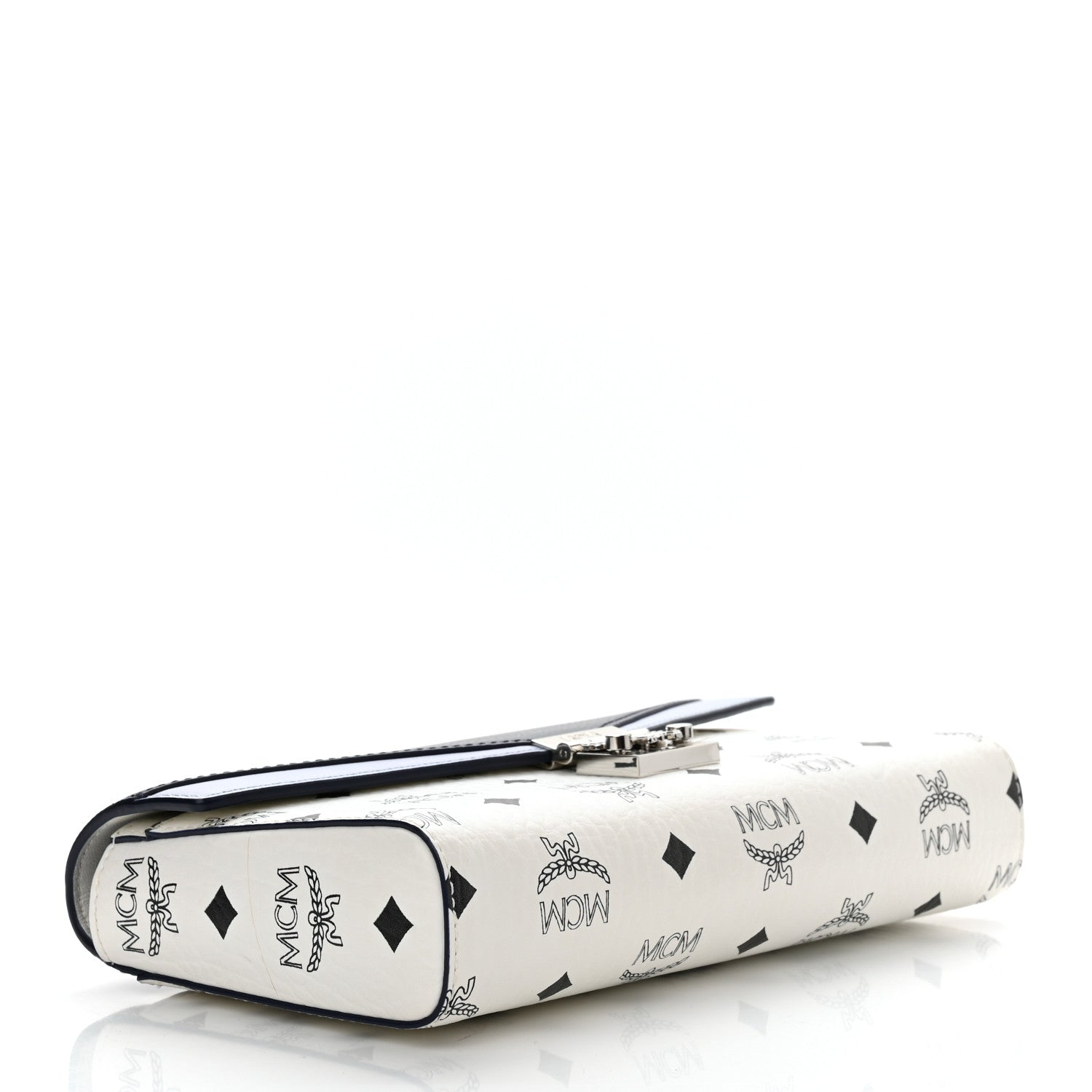 MCM Calfskin Visetos Monogram Medium Millie Color Block Crossbody Bag White Mood Indigo 4 of 10