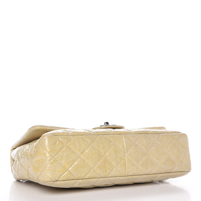 Chanel Crinkled Patent Quilted Jumbo Single Flap Light Beige 4 of 14