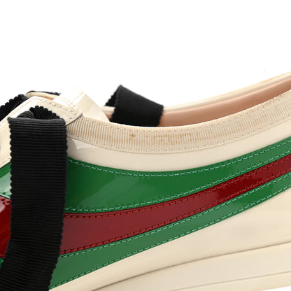Gucci Patent Crystal Web GG Womens Falacer Sneakers 40.5 Mystic White New Shamarock Red 10 of 13