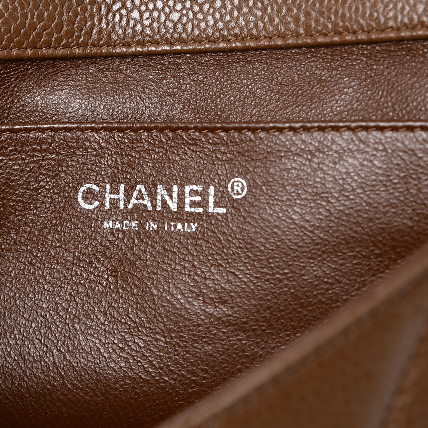 Caviar Quilted Clutch With Chain Flap Brown