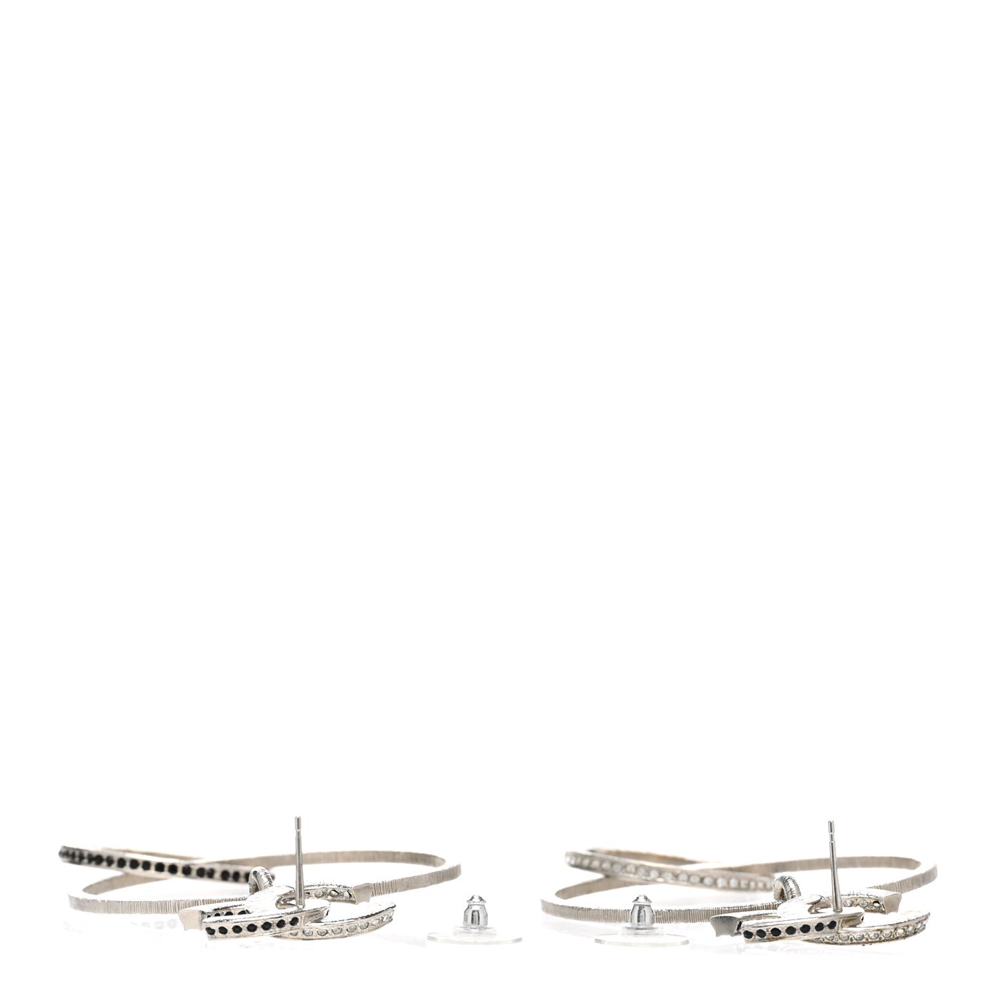 Crystal CC Hoop Earrings Silver Black