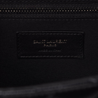 Saint Laurent Grain De Poudre Textured Mixed Matelasse Large Triquilt Monogram Satchel Black 12 of 17