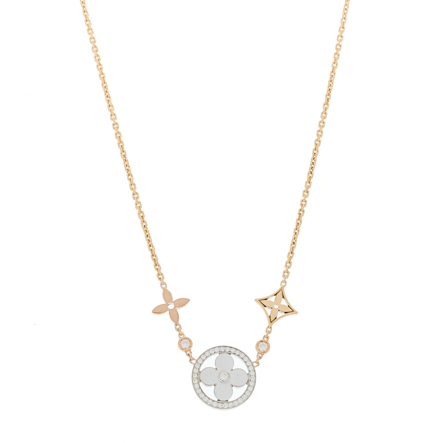 18K Yellow White Rose Gold Diamond Idylle Blossom XL Pendant Necklace