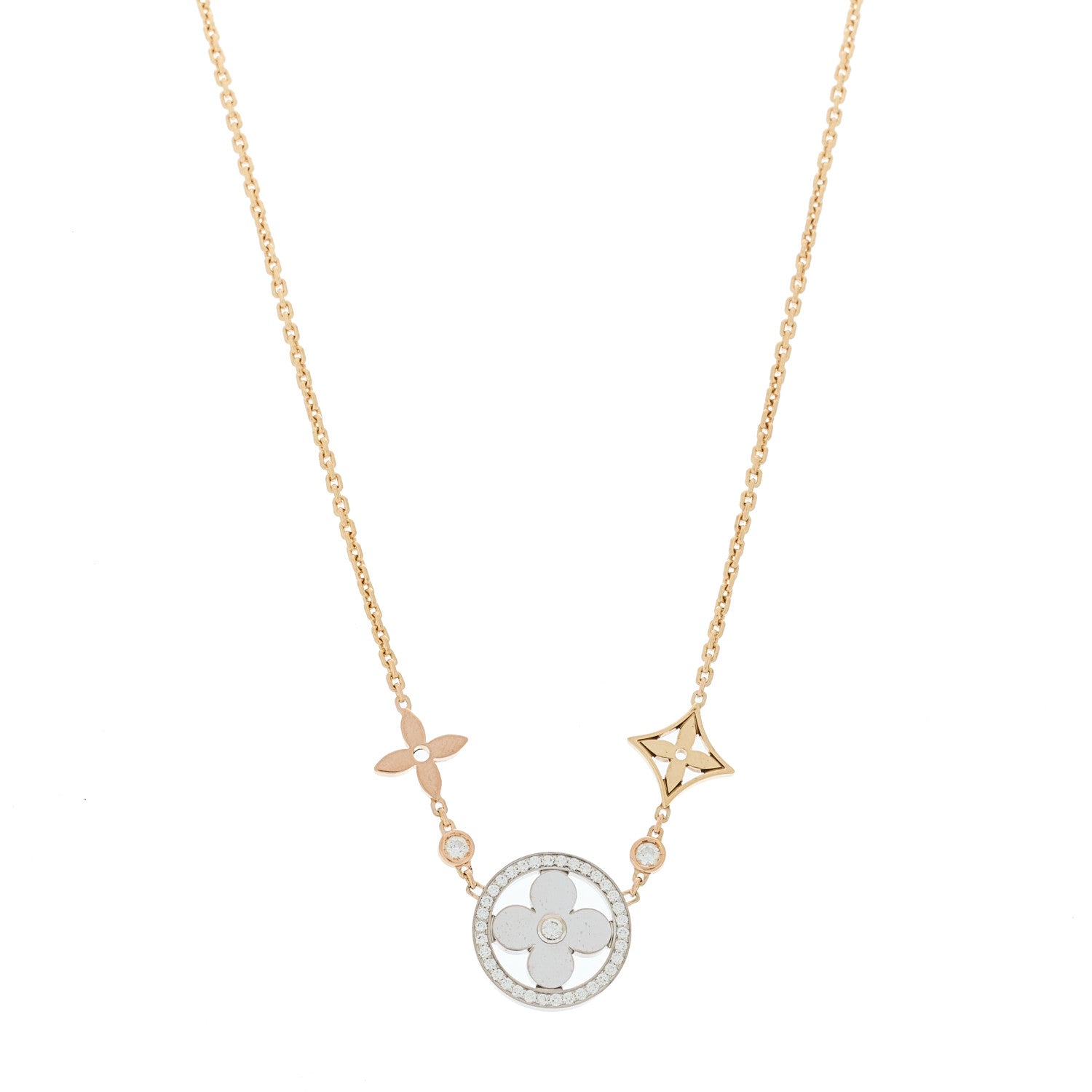 Louis Vuitton 18K Yellow White Rose Gold Diamond Idylle Blossom XL Pendant Necklace 1 of 5