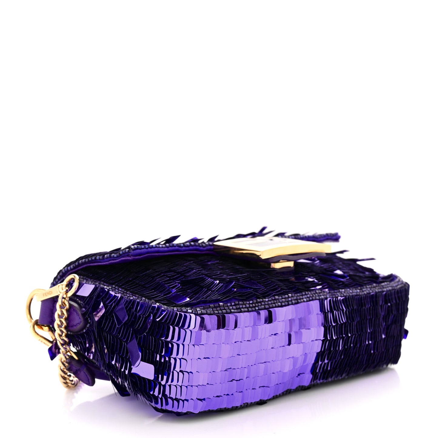 Sequin Paillettes Shiny Nappa Sex and the City Mini Baguette Viola Purple Rain