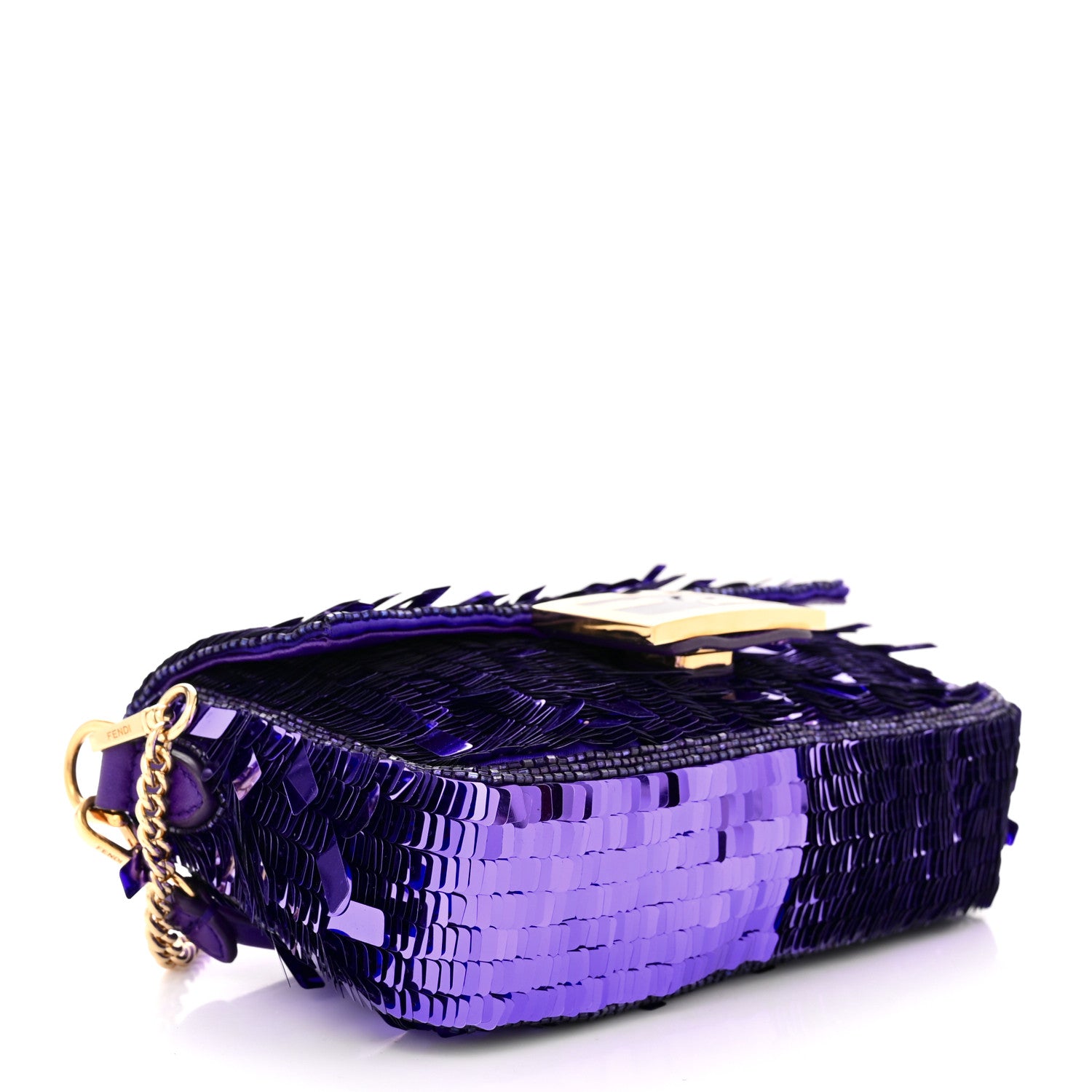Fendi Sequin Paillettes Shiny Nappa Sex and the City Mini Baguette Viola Purple Rain 4 of 10