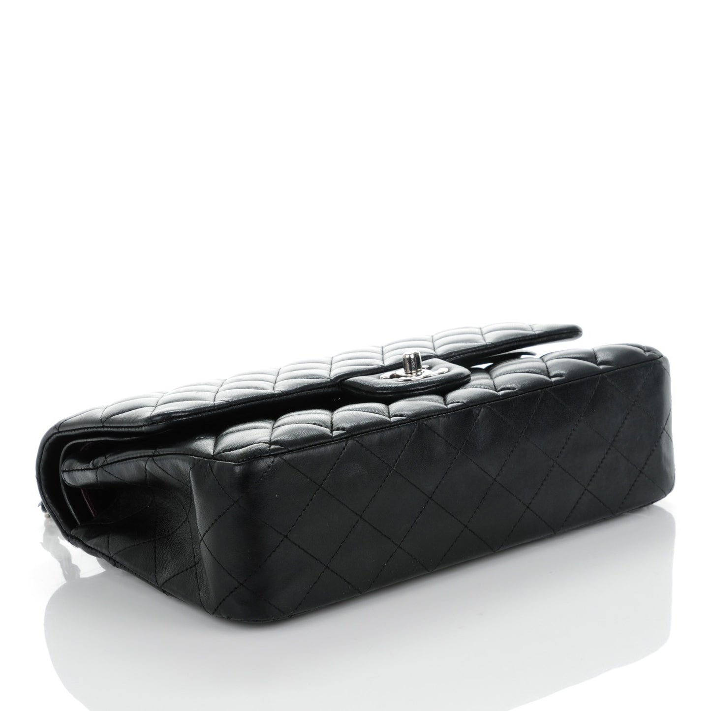 Lambskin Quilted Medium Double Flap Black