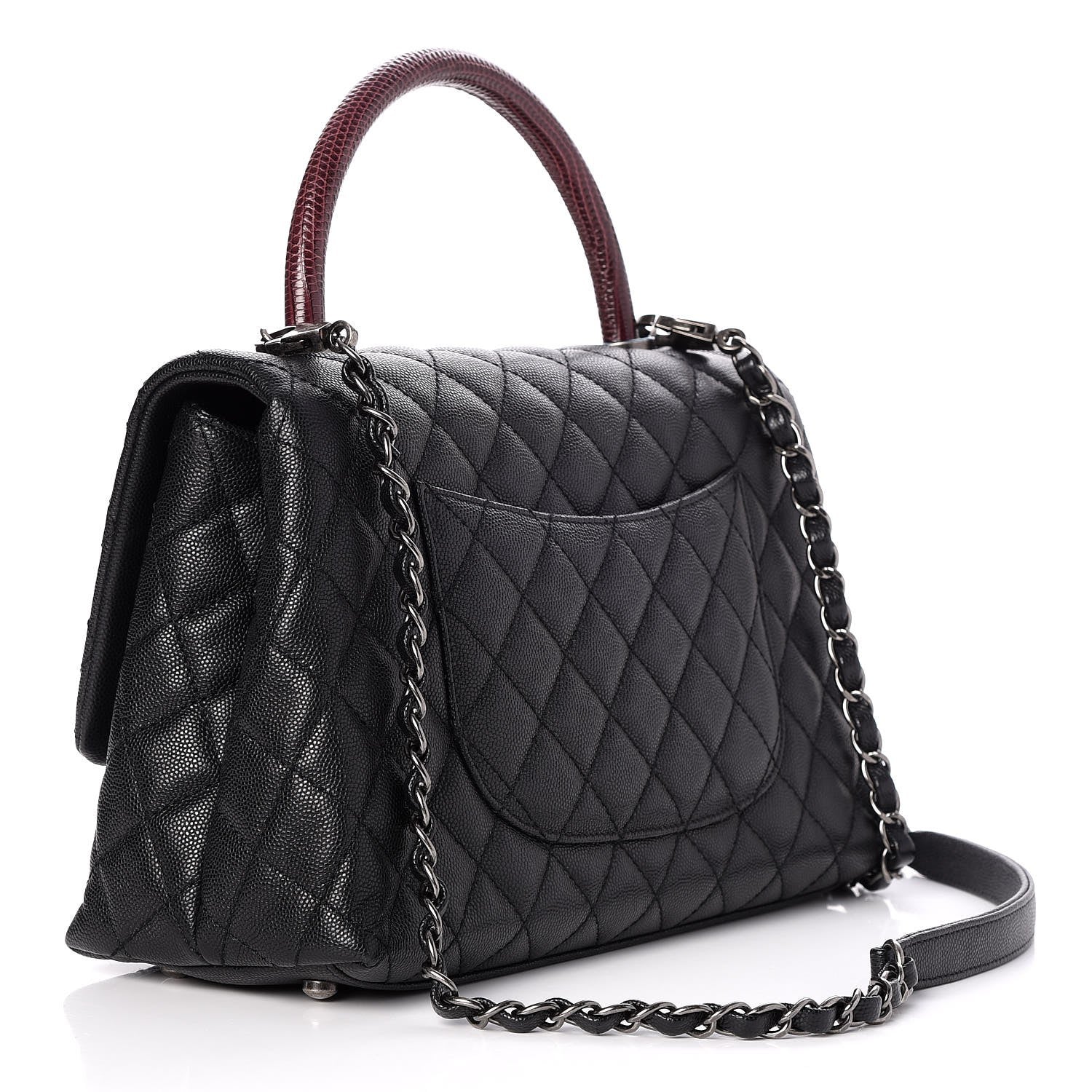 Chanel Caviar Lizard Quilted Small Coco Handle Flap Black 4 of 9