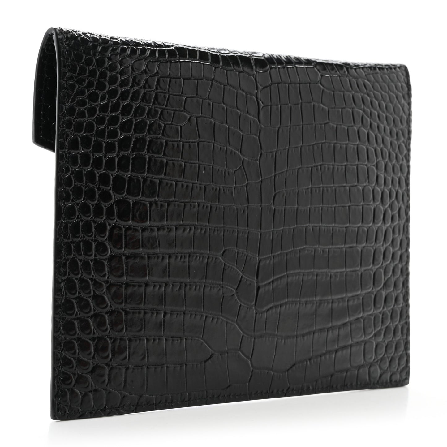 Calfskin Crocodile Embossed Monogram Uptown Baby Pouch Black