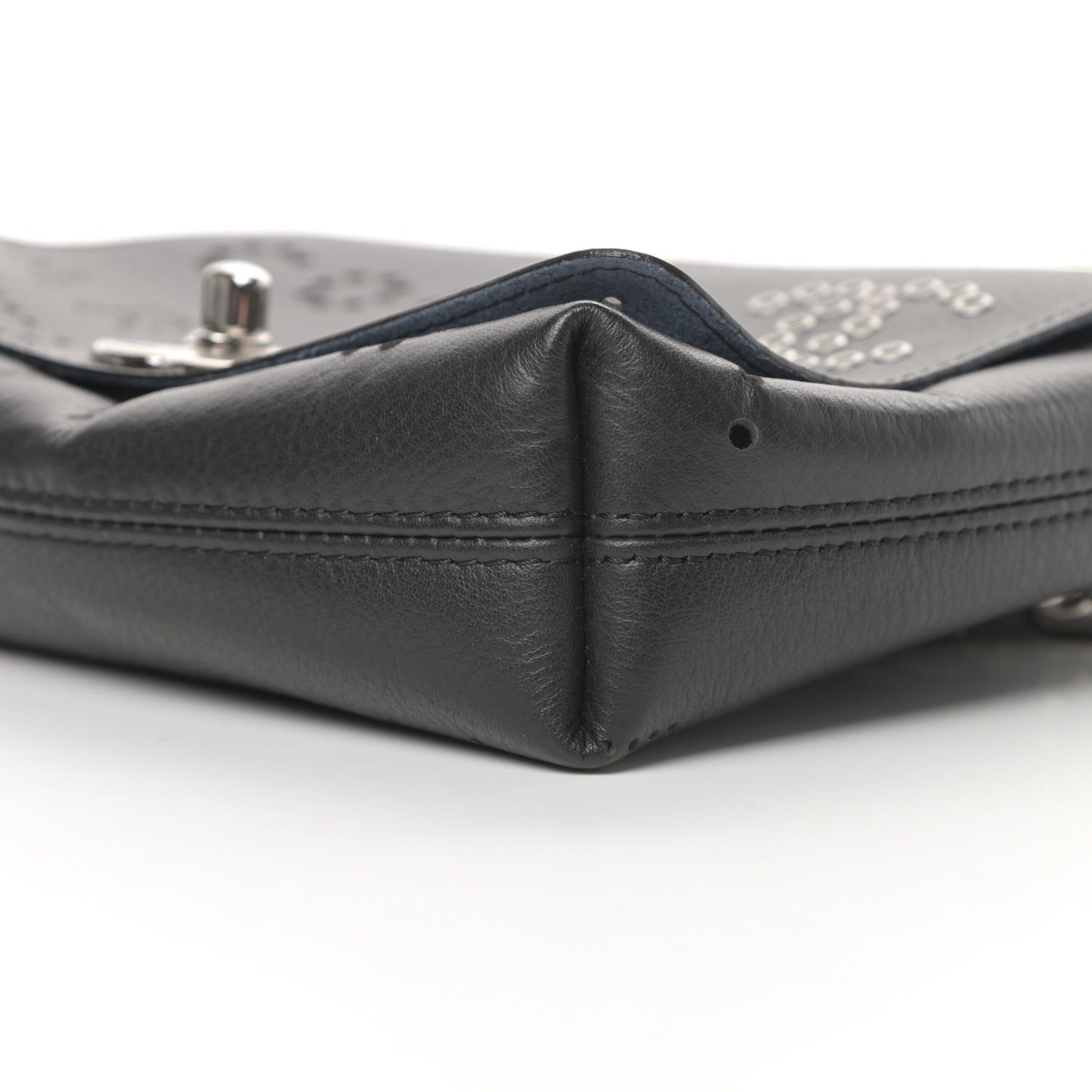 Calfskin Tweed Eyelet Flap Bag Black