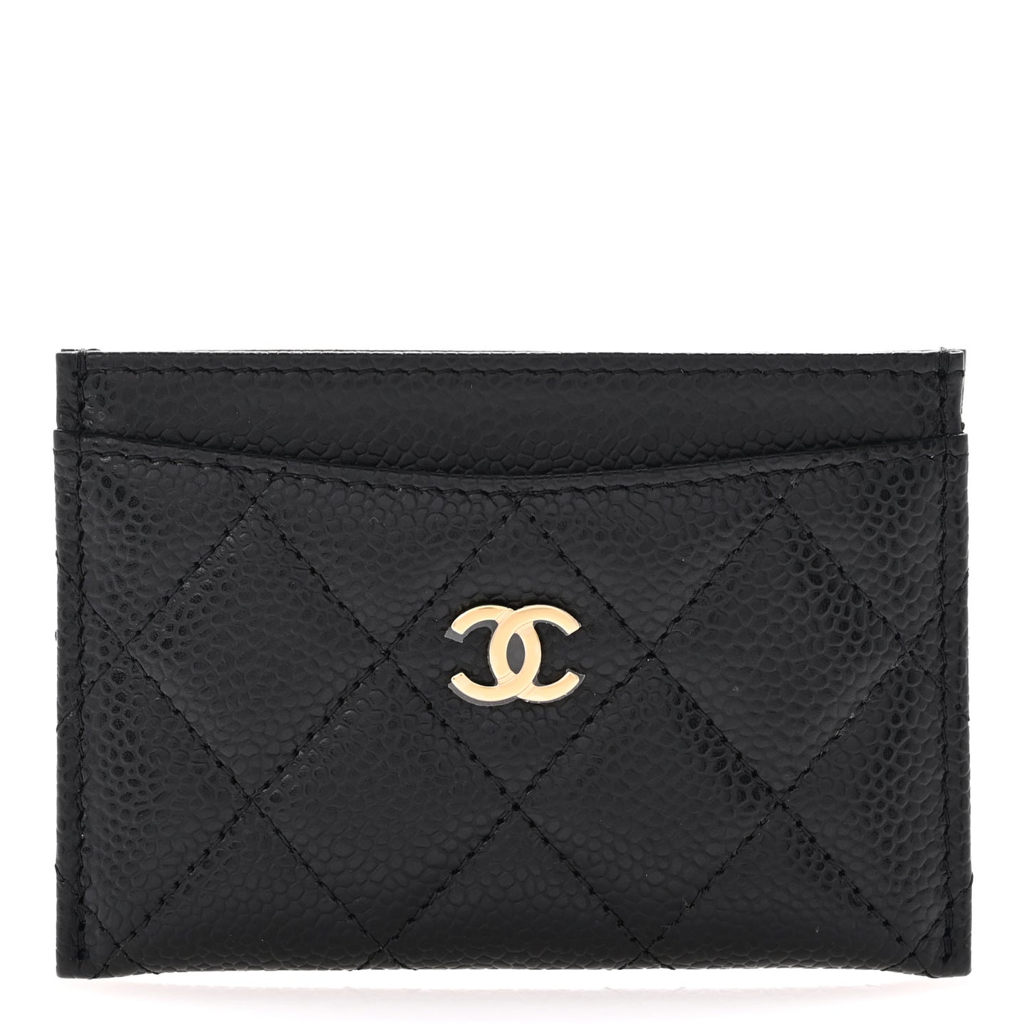 Caviar Quilted Card Holder Black