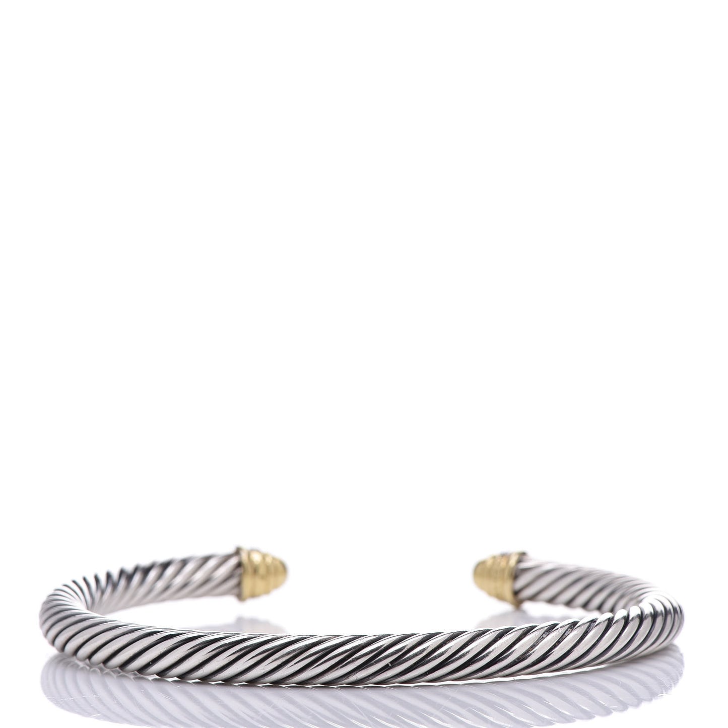 Sterling Silver 18K Yellow Gold Diamond 5mm Cable Classics Bracelet
