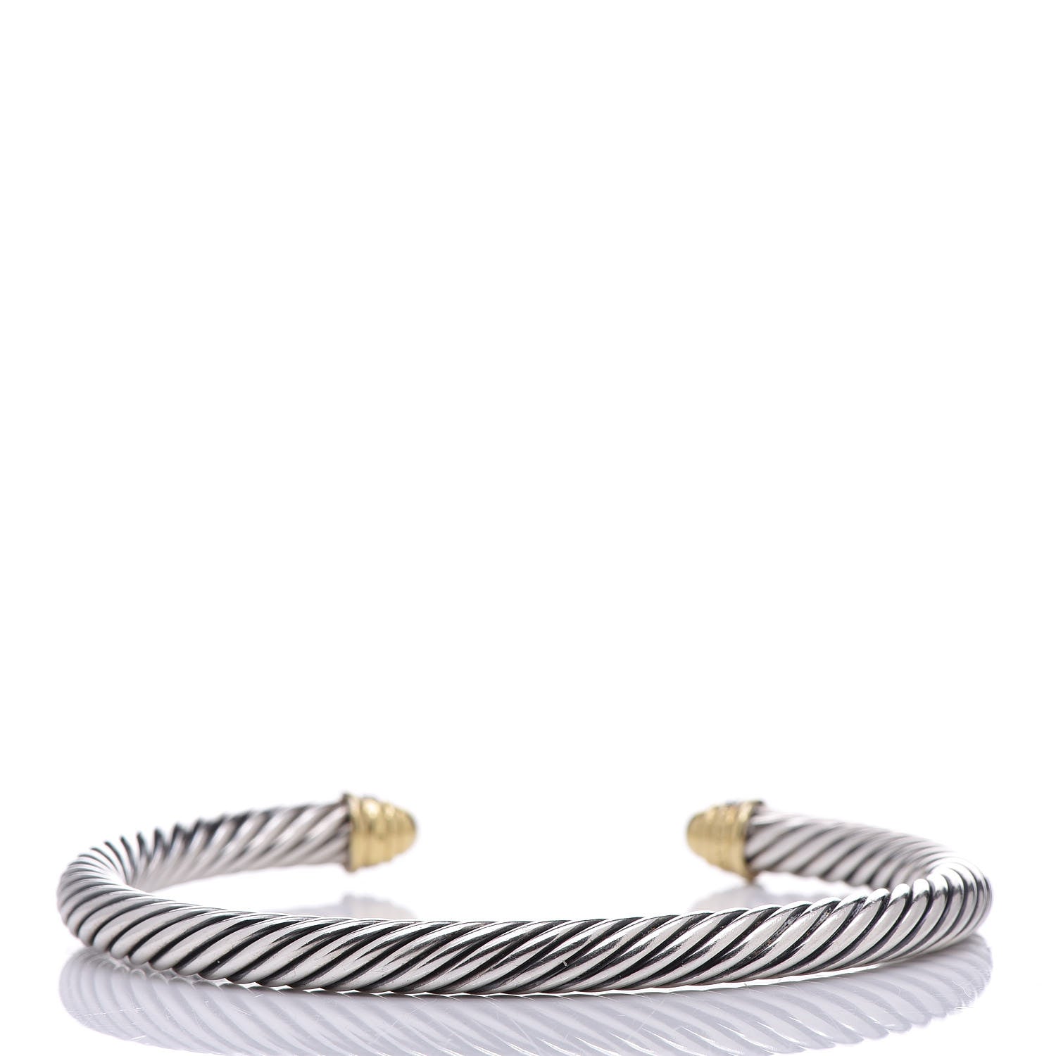 David Yurman Sterling Silver 18K Yellow Gold Diamond 5mm Cable Classics Bracelet 3 of 5