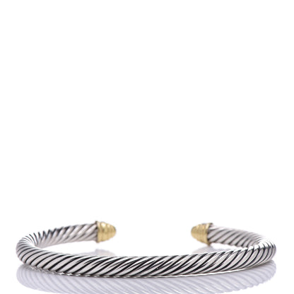 David Yurman Sterling Silver 18K Yellow Gold Diamond 5mm Cable Classics Bracelet 3 of 5