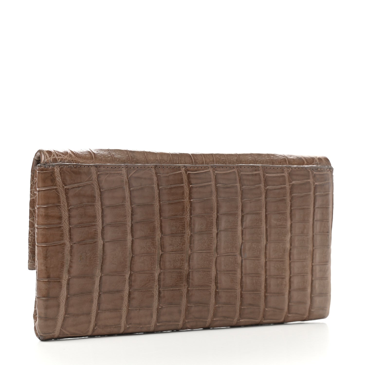 Nancy Gonzalez Crocodile Flap Clutch Wallet Taupe 3 of 9