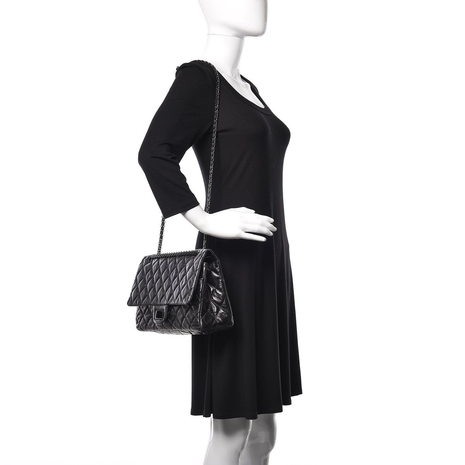 Chanel Metallic Aged Calfskin Quilted 2.55 Reissue 227 Flap So Black 3 of 15