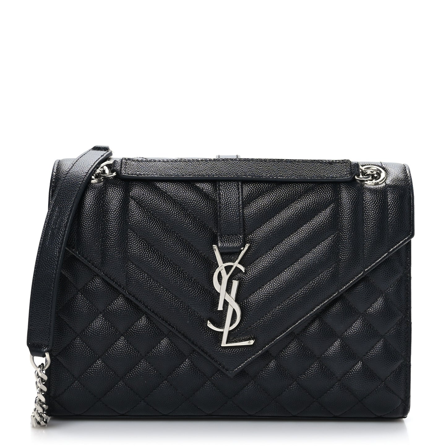 Grain De Poudre Textured Mixed Matelasse Triquilt Medium Monogram Satchel Black