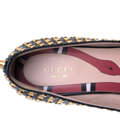 Gucci Malaga Kid Studded Polly Fringe 55mm Loafer Pumps 37.5 Black 7 of 8