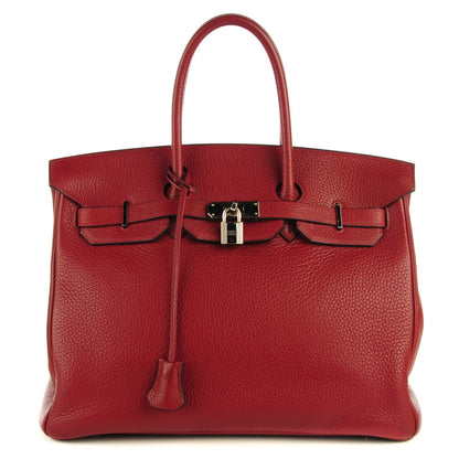 Hermes Taurillon Clemence Birkin 35 Rouge H 1 of 19