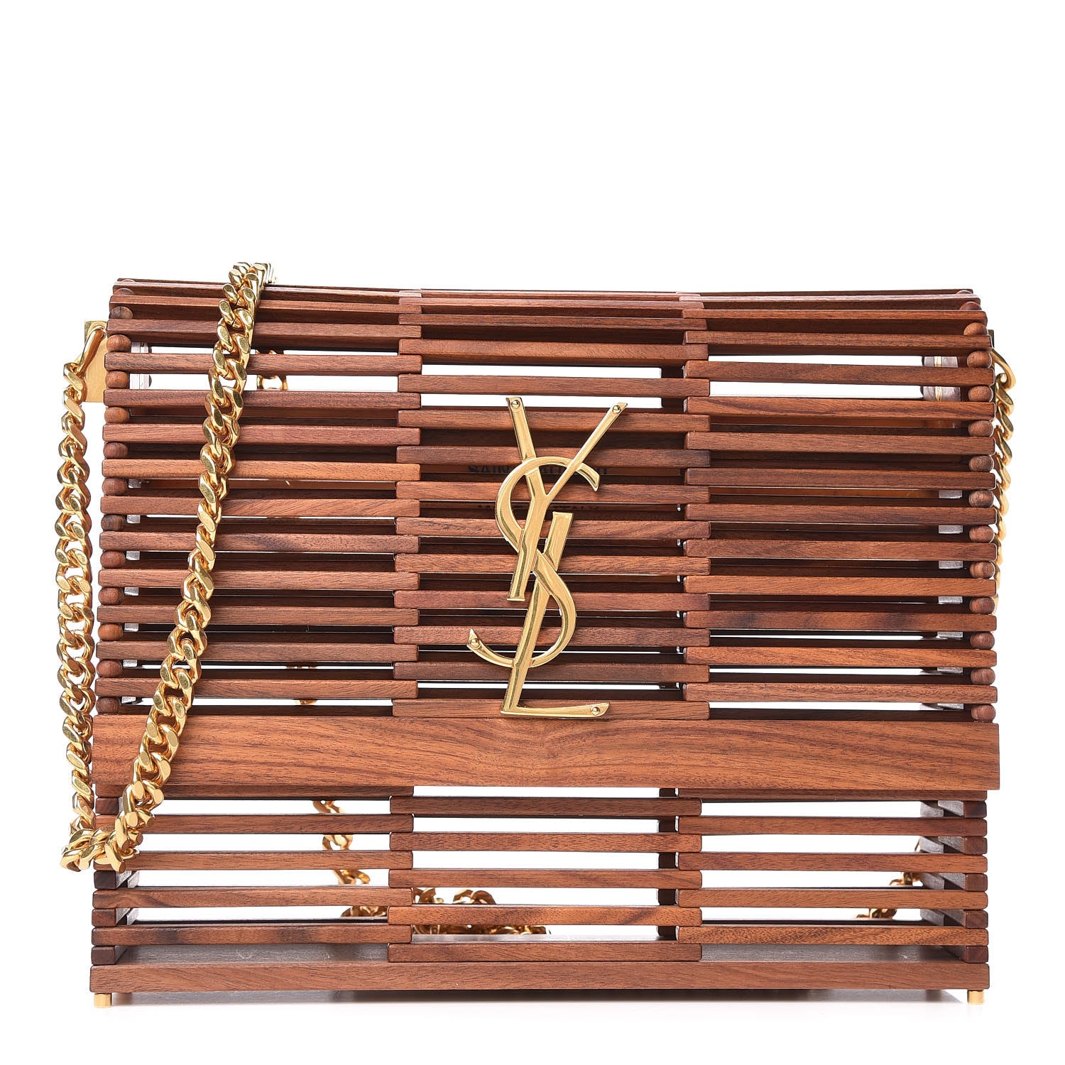 Saint Laurent Wood Small Monogram Kate Box Bag Brown 1 of 15