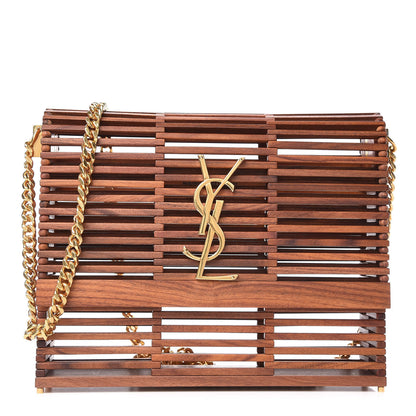 Saint Laurent Wood Small Monogram Kate Box Bag Brown 1 of 15