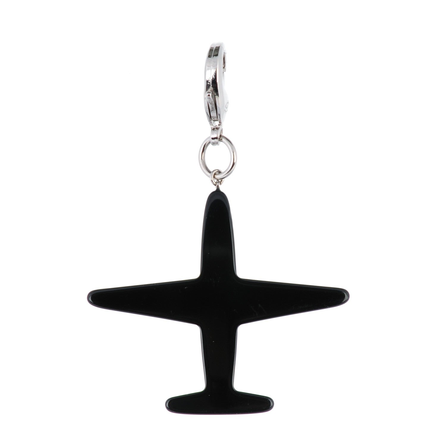 Chanel Resin Pearl CC Airplane Keychain Black White 3 of 5
