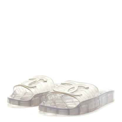 Chanel PVC Transparent CC Flat Slide Sandals White 2 of 9