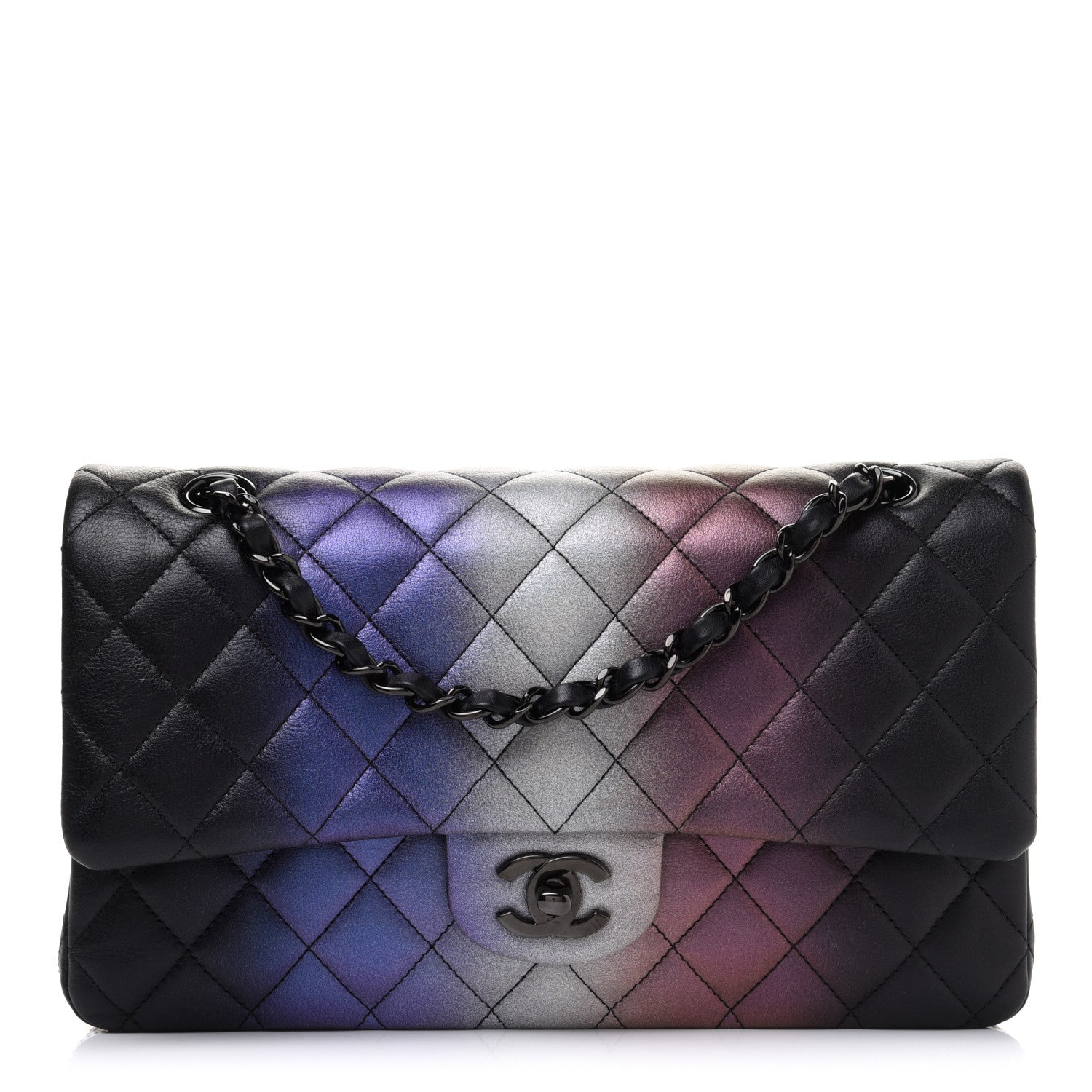 Chanel Calfskin Quilted Ombre Medium Double Flap Black 1 of 12