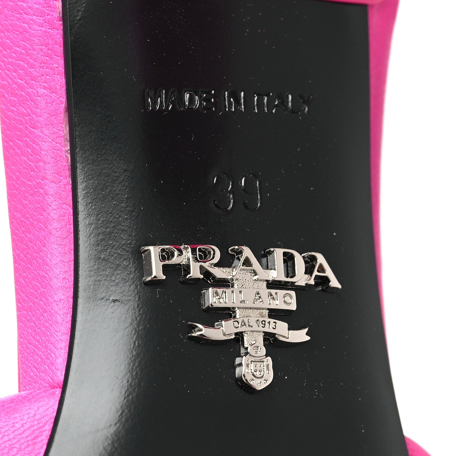 Prada Nappa Soft Padded Metal Triangle Logo 65mm Slide Sandals 39 Begonia Fluo 6 of 8