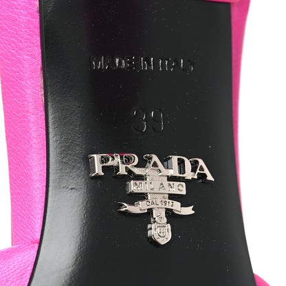 Prada Nappa Soft Padded Metal Triangle Logo 65mm Slide Sandals 39 Begonia Fluo 6 of 8