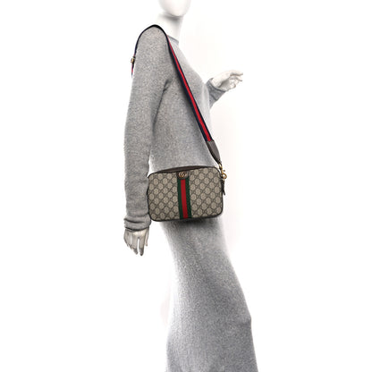 Gucci GG Supreme Monogram Textured Dollar Calfskin Web Ophidia Wristlet Shoulder Bag Beige Ebony New Acero 2 of 10