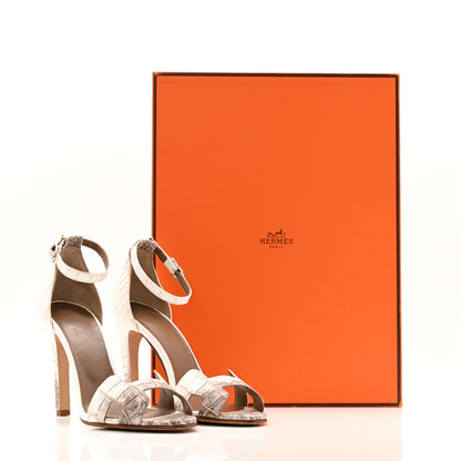 Hermes Matte Niloticus Crocodile Himalaya Premiere 105 Sandals 38 White 11 of 11