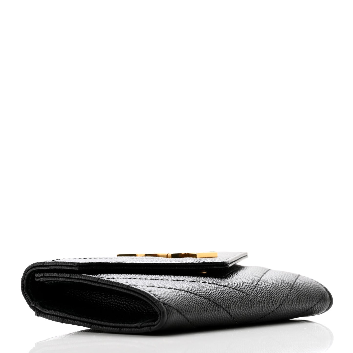 Grain De Poudre Matelasse Chevron Small Monogram Envelope Wallet Black