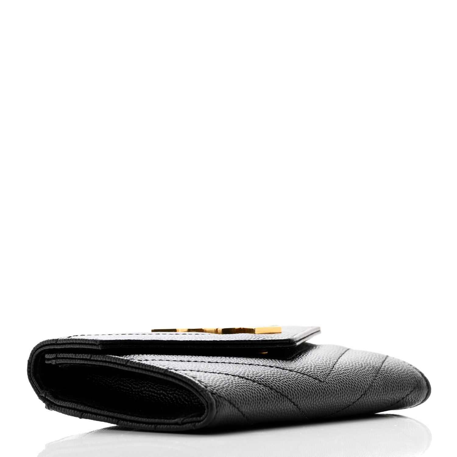 Saint Laurent Grain De Poudre Matelasse Chevron Small Monogram Envelope Wallet Black 4 of 9