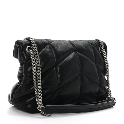 Saint Laurent Lambskin Quilted Small Loulou Puffer Monogram Chain Satchel Black 3 of 9
