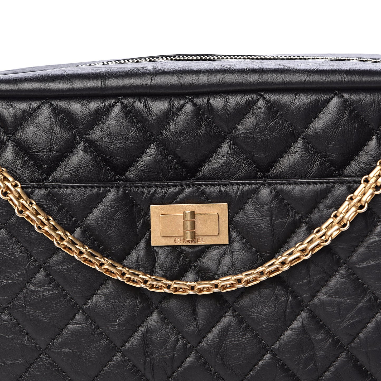 Aged Calfskin Quilted Medium Reissue Camera Case Black