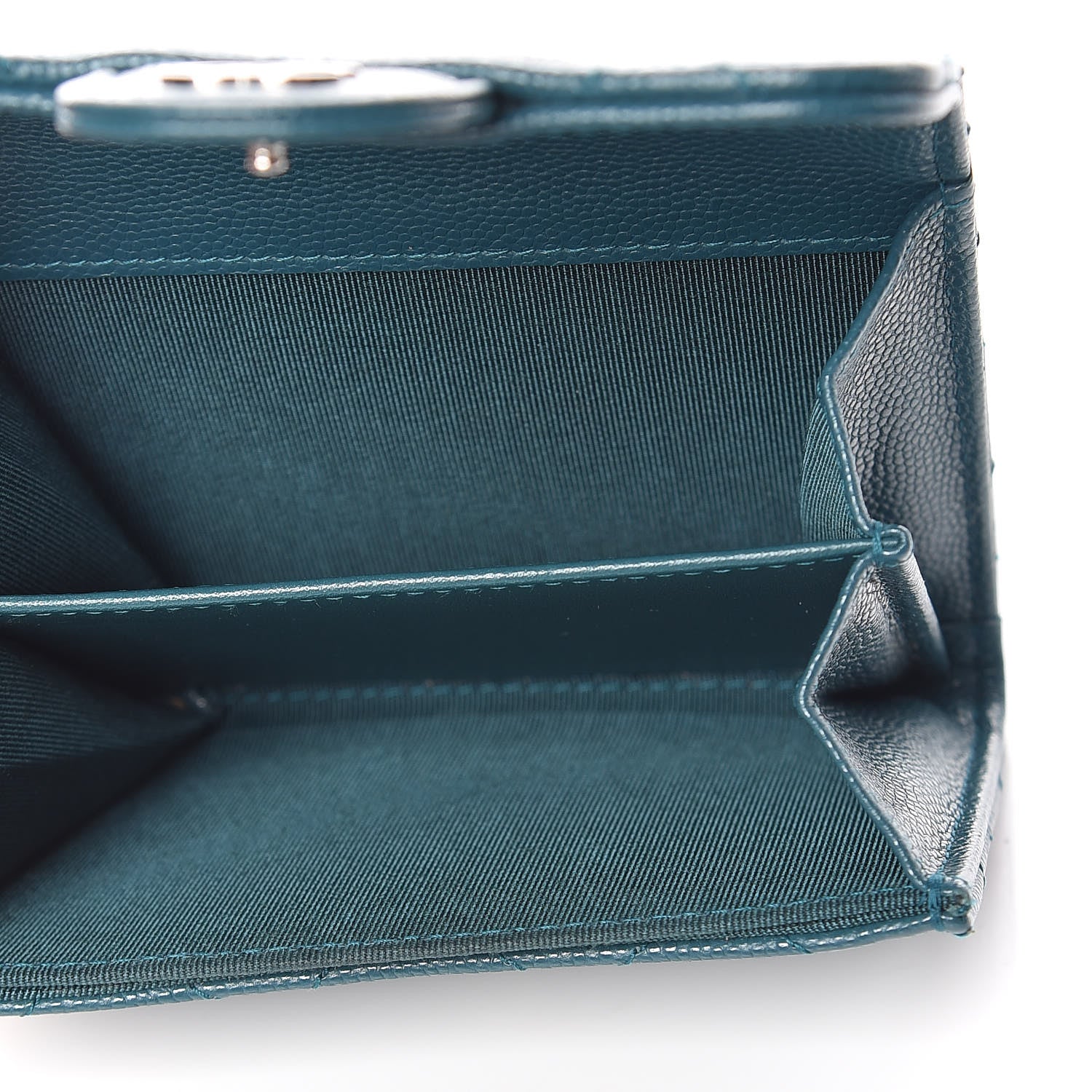 Chanel Caviar Quilted Card Holder Wallet Dark Turquoise 5 of 9
