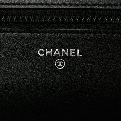 Chanel Caviar Camellia Embossed Wallet On Chain WOC Black 5 of 12