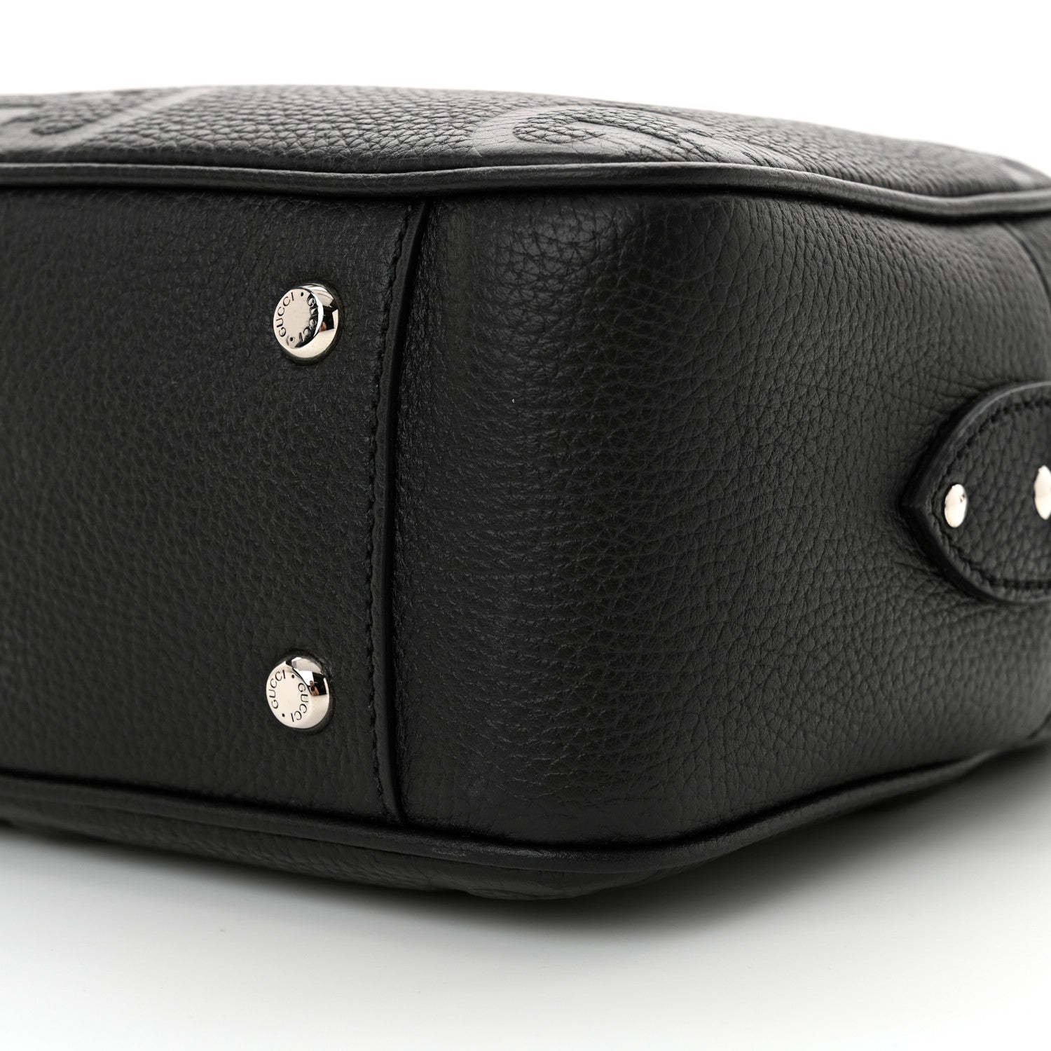 Gucci Piuma Calfskin Jumbo GG Embossed Medium Messenger Bag Black 10 of 10