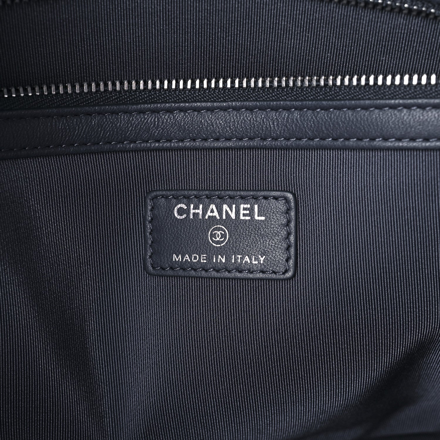 Chanel Lambskin Quilted Large Cosmetic Case Navy 5 of 8