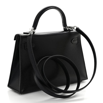 Hermes Chevre Chamkila Mini Kelly Sellier 20 Black 2 of 11