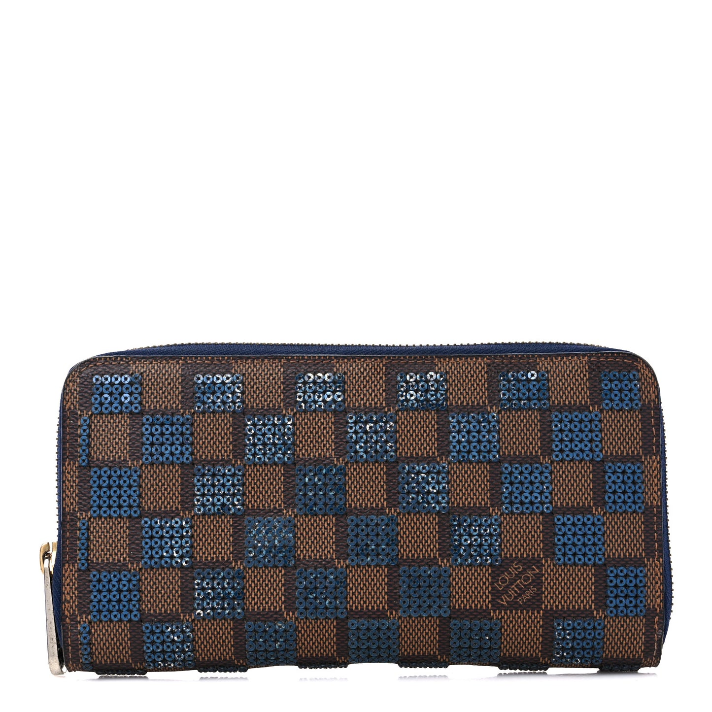 Damier Paillettes Zippy Wallet Blue