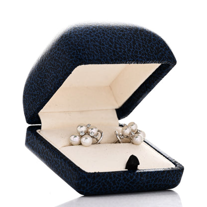 Mikimoto 18K White Gold Diamond 4.75mm-6mm Akoya Pearl Cluster Earrings 5 of 5